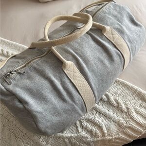 Brandy Melville Gray Travel Bag with Cream Handles